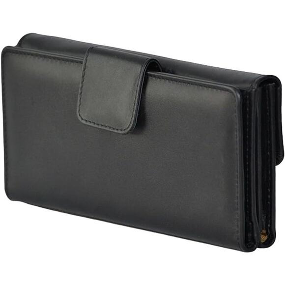 Classic Black Trifold Leather Wallet – Snap Closure with Multiple Card Slots - Picture 6 of 6